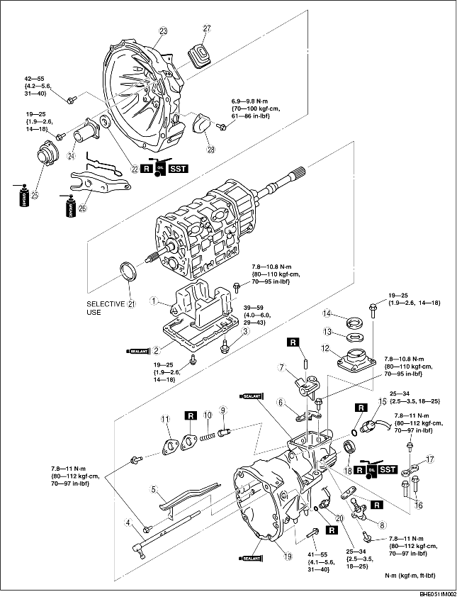 CLUTCH HOUSING AND EXTENSION HOUSING ASSEMBLY