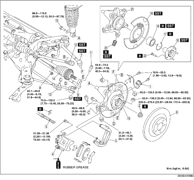 WHEEL HUB, REAR KNUCKLE REMOVAL/INSTALLATION